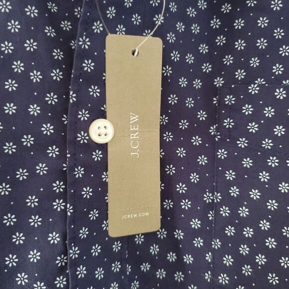 J. Crew Short Sleeve Navy Ditsy Button-down Shirt Size L NWT - Picture 4 of 6